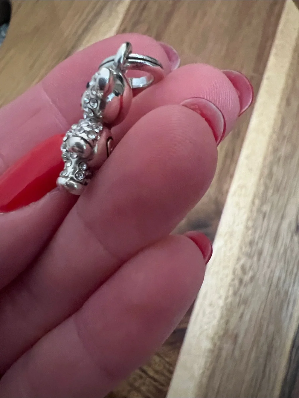 Brighton Silver Crystal Teddy Bear Charm - Clear Rhinestones